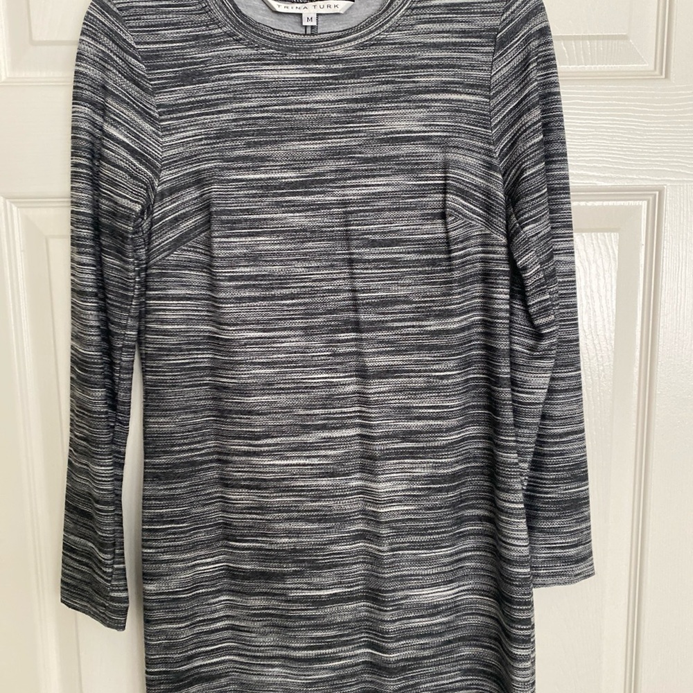 Trina Turk Black and Gray Textured Knit Dress